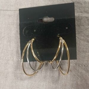 Trio Gold and Silver Hoop Earrings